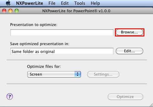 NXPowerLite for PowerPoint interface