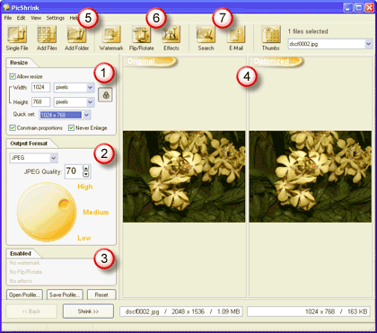 PicShrink Interface PicShrink Interface