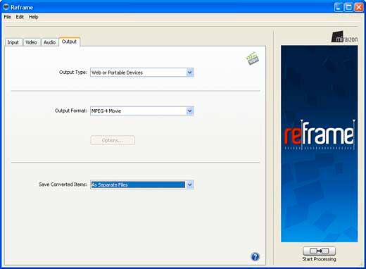 Output tab