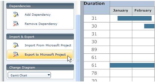 Export the project to Microsoft Project