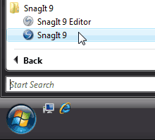 SnagIt 9 start menu group SnagIt 9 start menu group