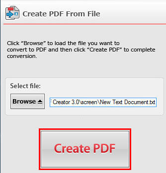 Create PDF button Create PDF button