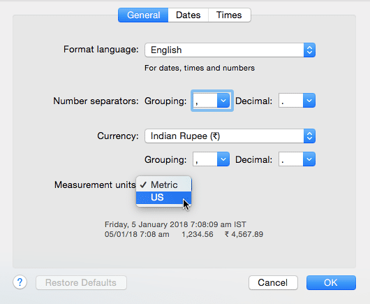 Choose between Metric and US measurement unit Choose between Metric and US measurement unit