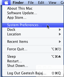 Mac | System Preferences menu option