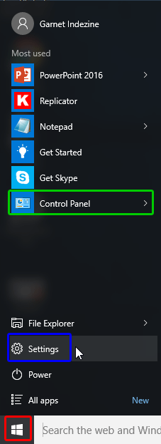 Select Settings option Select Settings option