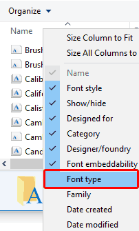 Enable the Font type option