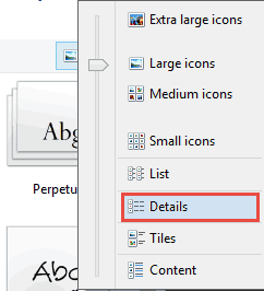 Choose Details view for your installed fonts