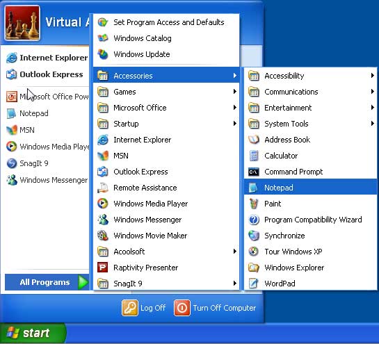 Notepad in Windows XP