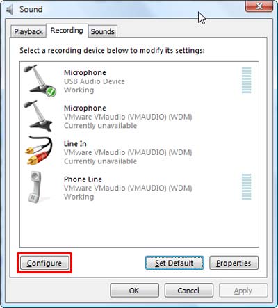 Microphone set as default Microphone set as default