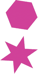 Top: A hexagon drawn with the Shape tool