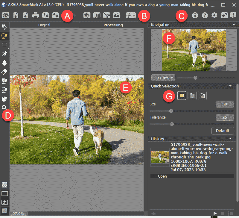 Image opened in AKVIS SmartMask AI 13