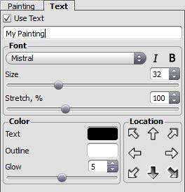 Text tab within the Settings Panel