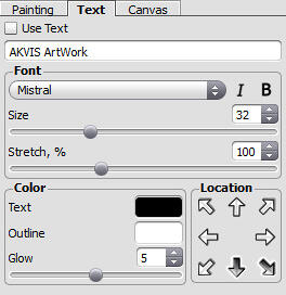Text tab within the Settings Panel Text tab within the Settings Panel