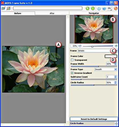 AKVIS Frame Suite Interface