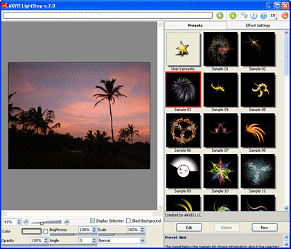 AKVIS LightShop Interface