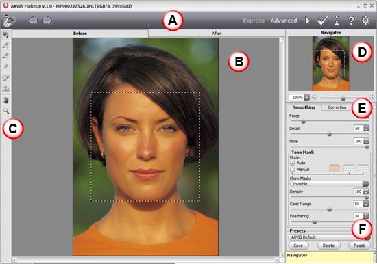 AKVIS MakeUp interface