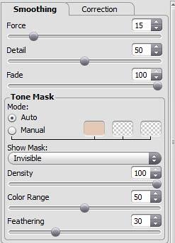 Smoothing tab parameters Smoothing tab parameters