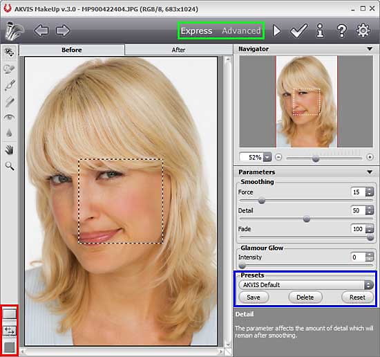 AKVIS MakeUp 3 interface