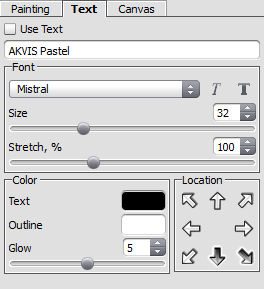 Text tab within the Settings Panel