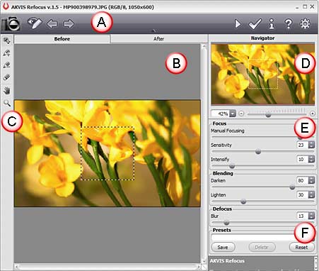 AKVIS Refocus interface AKVIS Refocus interface