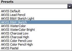 Presets drop-down list Presets drop-down list