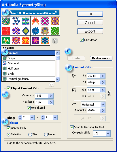 The SymmetryShop interface