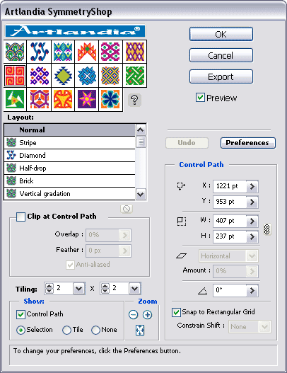 The SymmetryShop 2 interface The SymmetryShop 2 interface