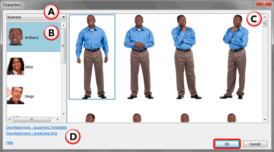 Characters dialog box Characters dialog box