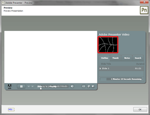 Sidebar animation in the Adobe Presenter player