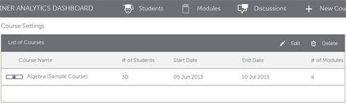 Course Settings page