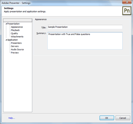 Settings dialog box Settings dialog box