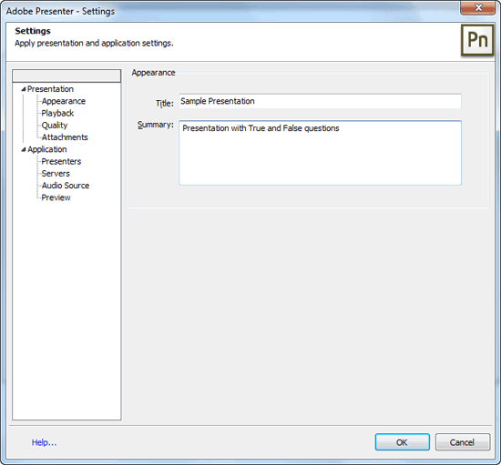 Local Publish Settings in Adobe Presenter