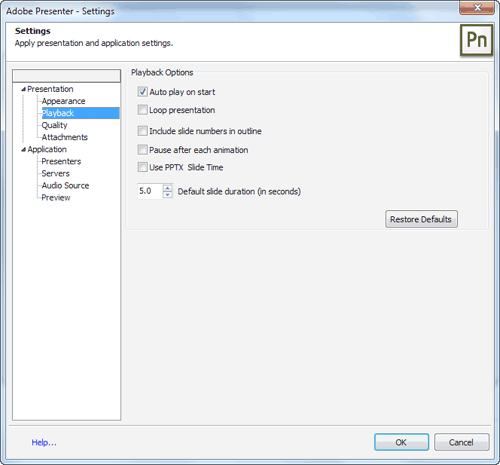 Playback options Playback options