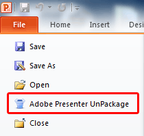 Adobe Presenter UnPackage option