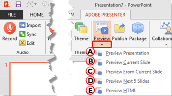 Preview Options in Adobe Presenter
