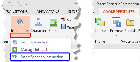 Insert Scenario Interaction option