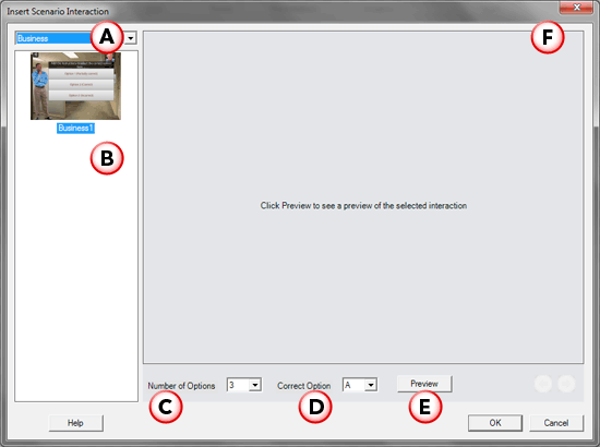 Insert Scenario Interaction dialog box Insert Scenario Interaction dialog box
