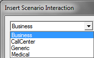 Scenario Interaction category drop-down Scenario Interaction category drop-down