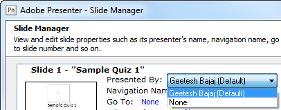 Presenter drop-down menu Presenter drop-down menu