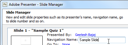 Navigation Name text box Navigation Name text box
