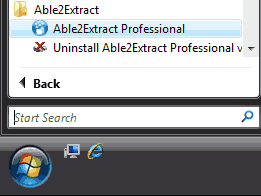 Able2Extract Start menu group