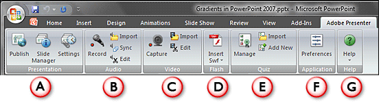 Adobe Presenter tab within PowerPoint