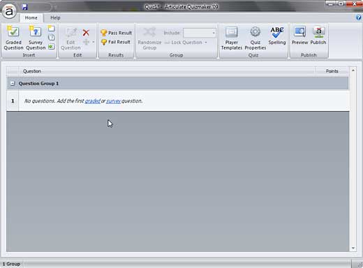 Articulate Quizmaker '09 interface Articulate Quizmaker '09 interface
