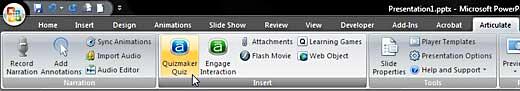 Articulate Presenter Ribbon Tab in PowerPoint Articulate Presenter Ribbon Tab in PowerPoint