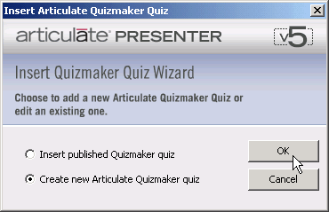 Insert Articulate Quizmaker Quiz