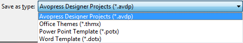 Save as type drop-down menu Save as type drop-down menu