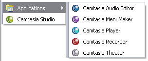 Camtasia in the Start Menu