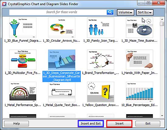 Slide selected within CrystalGraphics Chart and Diagram Slide Finder dialog box