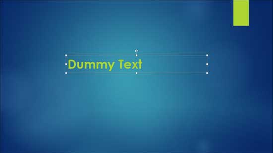 Dummy text typed within a text container