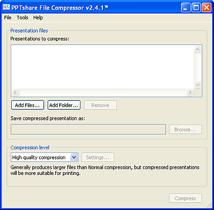 PPTshare File Compressor interface